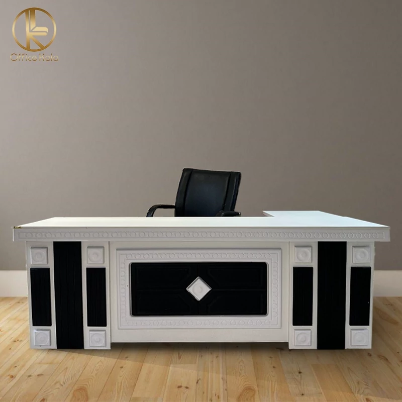 میز اداری مدیریتی مدل غزال وکیوم 2متری لوزی دارای ال هم سطح متحرک برند آفیس کالا